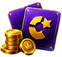 Purple card with a gold star emblem