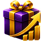 Purple gift with upward arrow